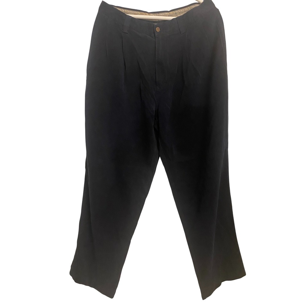 Tommy Bahama VINTAGE Mens 100% Silk Pants Navy Blue Straight Leg 35x31